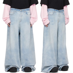 Fashion <b>Loose</b> Fit Cotton Light Faded Blue Denim Jeans <b>for</b> <b>Men</b> Baggy Jean <b>Trousers</b> Pants - Product Image 6