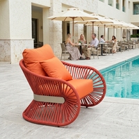 Ensemble de salon de jardin en aluminium résistant aux intempéries avec cadre en aluminium et cordage tressé, canapé orange pour extérieur avec table basse