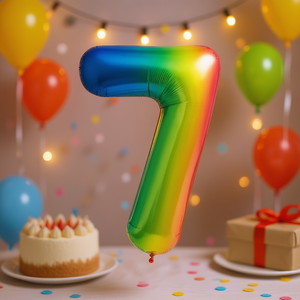 Ballon Chiffre 7 Multicolore Métallique Mylar 1M pour Fête d'Anniversaire, Décorations et Fournitures pour Enfants - Product Image 3