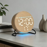 Jam Meja Digital LED dengan Layar Backlit, Kalender, Termometer, Lampu Malam, Hadiah untuk Meja Kerja