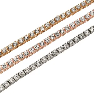 Corrente De Tenis Cubic Zirconia Ouro Prata Atacado Iced Out Crystal CZ Diamond Tennis Bracelet