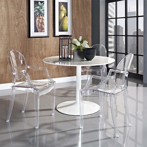 Chaise à bras polyvalente moderne en acrylique empilable pour cuisine <span class=keywords><strong>et</strong></span> salle à manger, transparente, entièrement assemblée - Product Image 6
