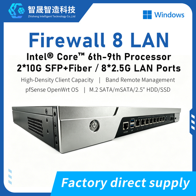 New 8 LAN 1U Firewall Device PC I226-V 1000Minter Ethernet CPU I3/i5/i7 6-9th 2*DDR4 Network Appliance OEM for Commercial Office