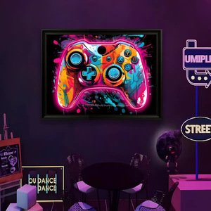 Blue Gamepad LED picture frame neon indoor hanging <b>wall</b> decoration luminous hanging painting USB powered <b>dimmable</b> ambient <b>light</b> - Product Image 6