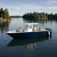 Nouveau Bateau de Pêche Robuste 2026 avec Console Centrale, Coque en Aluminium 5083, Double Moteur 200 CV, Direction Hydraulique, Système Audio Bluetooth