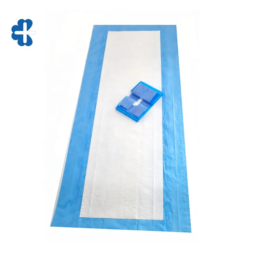 Folha de capa cirúrgica, folha descartável de transferência azul absobency ou kit de limpeza para uso cirúrgico