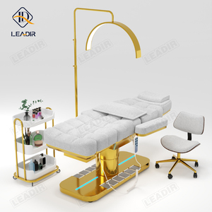 Luxe gouden beauty <span class=keywords><strong>salon</strong></span> elektrisch verstelbare massagetafel met 3 motoren, gezichts- en wimpertafel, salonmeubilair - Product Image 5