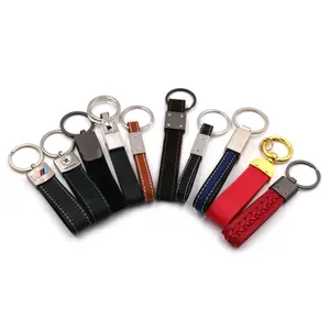 High Quality Custom Print Engrave Embossed Logo Luxury PU Leather Keychain Keyring For Promotional Gift