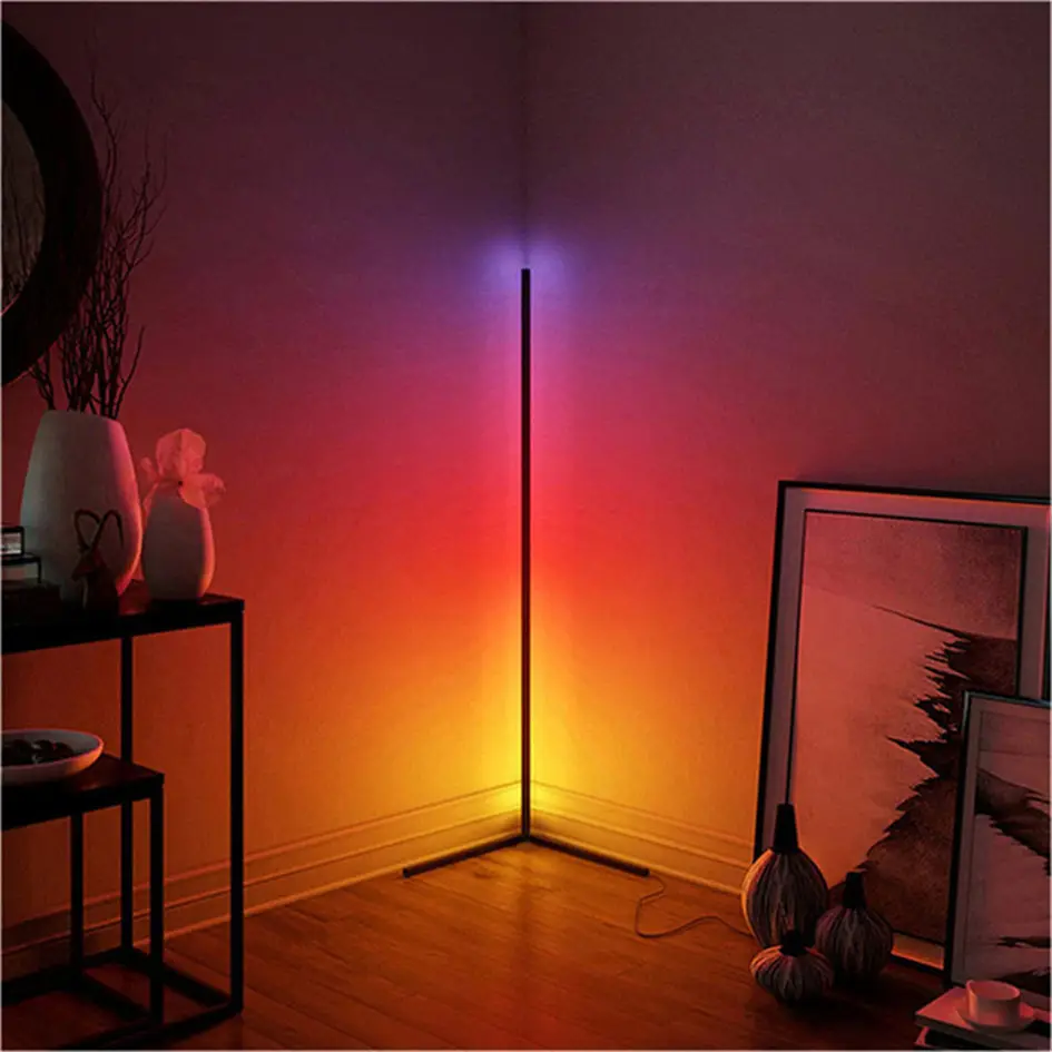 Lámparas de pie LED modernas para sala de estar, lámpara de pie de esquina remota RGB Nórdica