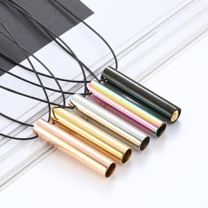 Vente en gros peut faire du son 528 <span class=keywords><strong>Hertz</strong></span> sifflet méditation réduction du stress ajustement respiration collier en acier inoxydable bijoux - Product Image 2