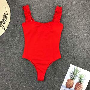 Vente en gros de monokini à volants de couleur unie à bandoulière 2025 - Product Image 5