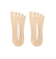 Chaussettes invisibles respirantes à cinq doigts antidérapantes pour femme, coupe basse, en maille rose et blanche, idéales pour l'été