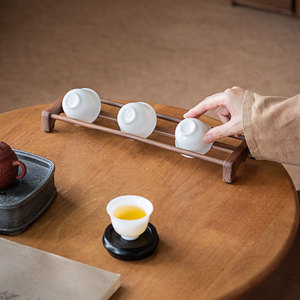 Walnut Wood <b>Teacup</b> Drain Rack Solid Wood Tea Set Storage Rack Small <b>Teacup</b> Display Rack Tea Ceremony Accessories - Product Image 5