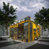 Kiosque conteneur maritime modifié de 20 pieds en kit, cabine préfabriquée, boutique mobile, café, moderne, respirant, certifié CE