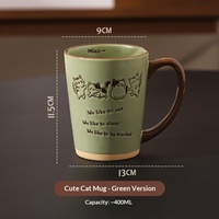 Tasse à café en céramique sous glaçure peinte à la main, motif chat rétro, 400 ml, compatible micro-ondes et lave-vaisselle, personnalisable pour les fêtes