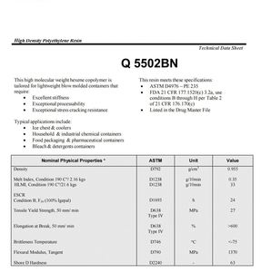 Copolymer Q 5502BN HDPE Virgin High Density Polyethylene <b>Plastic</b> <b>Pellets</b> Granules Molding MFI 0.35 Raw Material Containers - Product Image 6