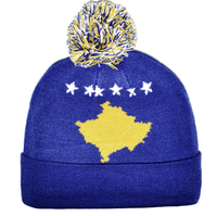 Nouveau bonnet tricoté avec drapeau irlandais pour femmes et hommes, bonnet à pompon, doux, extensible, chaud pour l'hiver, vente en gros personnalisée, pas cher