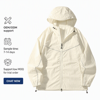 Veste de soleil en nylon UPF50+ personnalisée avec logo, vente en gros d'usine, unisexe, pour couple, à capuche, protection UV, manteau de pêche en plein air, OEM