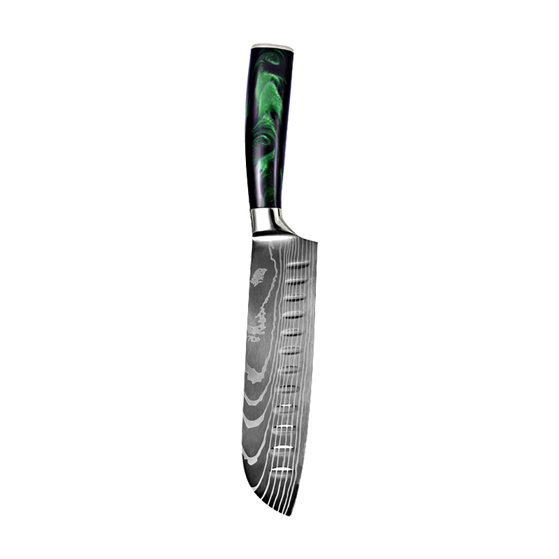 blue Santoku knife