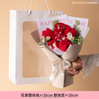 Bouquet de fleurs de carnation en crochet fait main, fil rose et rouge, fleurs éternelles, cadeau pour la fête des femmes, la fête des mères, vente en gros