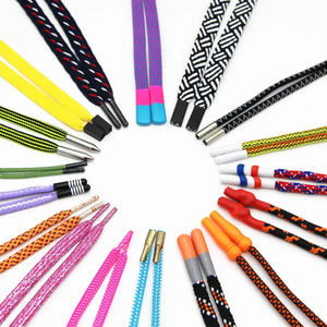 Custom Europe Style Polyester Flat Draw Cord <strong>Drawstring</strong> Fancy Draw Cord With Silicone Tip End for Hoodies Pants - Product Image 1