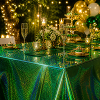 Nappe en PEVA holographique verte, imperméable, jetable, rectangulaire, en plastique, pour mariage, banquet, dîner, événements