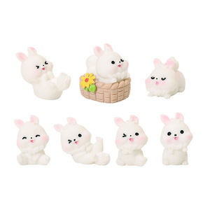 Miniatura de Conejito de Dibujos Animados, Conejo con Cola Grande para Decoración de Coche, Manualidades de Resina, Accesorios Pequeños - Product Image 5