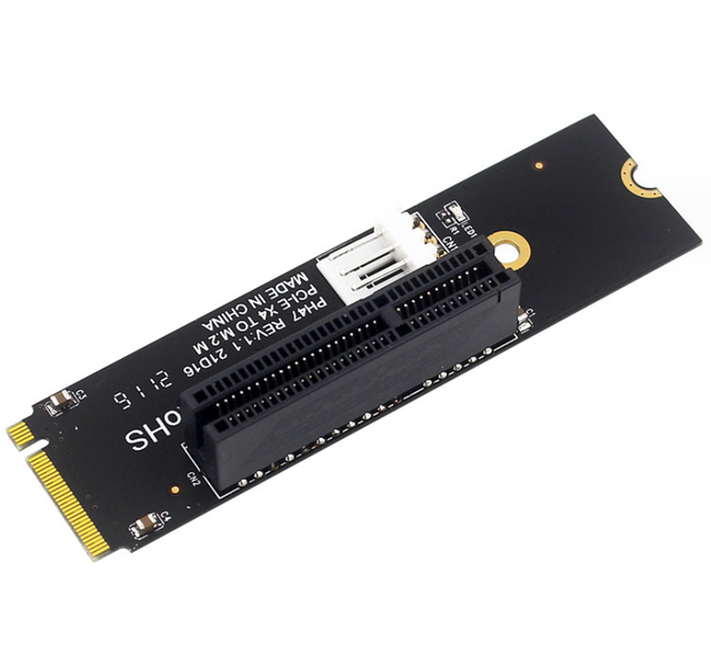 NGFF M.2 to PCI-E 4X Riser Card with LED Indicator and for Power-in Stock