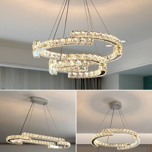 Lustre suspendu LED en cristal post-moderne de luxe moderne pour salon, chambre à coucher, salle à manger, hall d'entrée duplex, éclairage de plafond - Product Image 2
