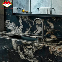 Dalles de granit poli noir Cosmo de luxe, design moderne haut de gamme, pierre naturelle pour plan de travail de cuisine, sol, mur, appartement