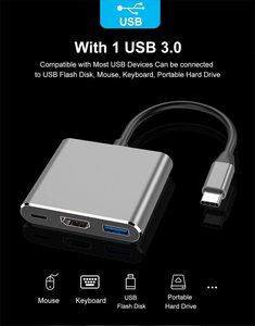 Adaptateur USB C vers HDMI, Hub Multiport 4K USB type-c (Compatible Thunderbolt 3), 3 en 1 avec Port HDMI - Product Image 5