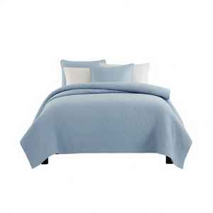 Juego de Edredón de Lujo, Tamaño King/Cal King, Azul, Reversible, Bordado, Ropa de Cama de Lyocell con Relleno de Algodón, 3 Piezas, para Todas las Temporadas - Product Image 1