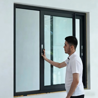 Ventanas Corredizas Modernas de Lujo de Aluminio con Doble Vidrio Templado, Impermeables para Interiores y Exteriores