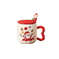 Cadeau de Noël créatif classique dessin animé père noël tasse en céramique avec cuillère pour cadeaux commerce extérieur Souvenir