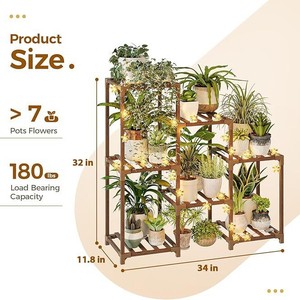 Soporte de madera de varios niveles para plantas, de 5 niveles, para interiores y exteriores, expositor de macetas para sala de estar, balcón, jardín. - Product Image 4