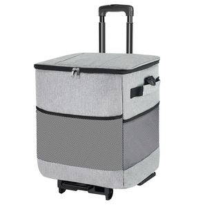 Nouveau <span class=keywords><strong>chariot</strong></span> de <span class=keywords><strong>courses</strong></span> <span class=keywords><strong>isotherme</strong></span> gris pour le camping en plein air, imperméable, <span class=keywords><strong>pliable</strong></span>, portable, poussé à la main, mobile - Product Image 5