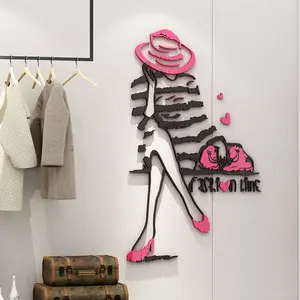 रचनात्मक कपड़ों की दुकान पृष्ठभूमि दीवार सजावट फैशन सेक्सी सौंदर्य कांच के दरवाजे और खिड़कियां 3D एक्रिलिक दीवार स्टीकर