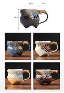 Nhật Bản Cổ Điển Handmade Không Thường Xuyên Có Hình Dạng Gốm Cốc Cà Phê Độc Đáo Rộng Cốc Cà Phê Lớn Tách Cốc Gốm Với Tay Cầm Lớn - Product Image 6