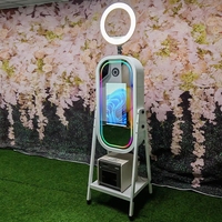 Cabina de Fotos con Espejo Mágico Ovalado, Pantalla Táctil LCD, Software Gratuito, para Bodas y Fiestas, Selfie, DSLR