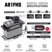 AGFRC 4 roulements à billes Hi-Torque 0.105Sec Engrenages en acier 68KG Brushless RC Servo For 1/8th Large Cars Model