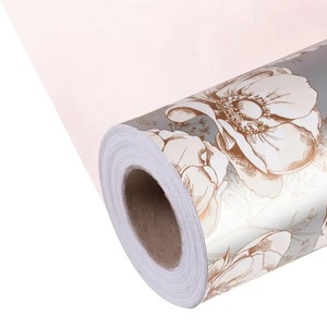 Custom Eco-Friendly Recyclable Floral Pattern Art <b>Paper</b> Roll Double Side Coated PE Waterproof 100GSM Virgin <b>Wood</b> Pulp Gift Craft - Product Image 1