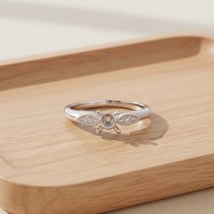 Anillo de Diseño de Hoja de Alta Calidad, Anillo de Oro Blanco de 18K con Diamante Natural, Anillo de Compromiso Solitario Semi-Montado para Mujer, Regalo de Aniversario - Product Image 5