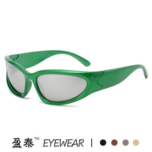 Lunettes de soleil Y2K pour femmes, monture argentée en PC, protection UV400, classe 2, lunettes de soleil de cyclisme, style punk, lunettes tendance - Product Image 3
