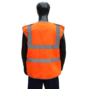 سترة أمان عاكسة فلورية مقاومة للهب من الفئة 2 حسب معايير ANSI، قابلة للتنفس مع شعار مخصص - Product Image 1