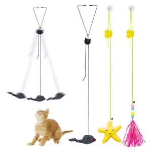 Hanging Retractable Cat Teaser Toy Hanging Door Cat Toys for Indoor Cats