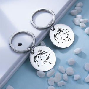 Llaveros Vintage de acero inoxidable 2024, par Popular PARA EL Dí<span class=keywords><strong>a</strong></span> de San Valentín 'I Do Me Too', <span class=keywords><strong>palabras</strong></span> láser, regalo perfecto para novio - Product Image 4