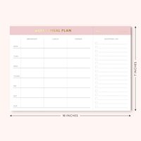 Bloc de notas para lista de comestibles, planificador de comida semanal, rosa, ''10x7, almohadilla magnética para planificación de comida, con apagado de las compras para hacer lista