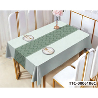 Nappe de table moderne en PVC plastique imprimée, style chemin de table, imperméable, anti-taches, facile à nettoyer, résistante à la chaleur, personnalisable