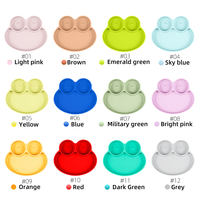 Assiette Bébé en Silicone en Forme de Grenouille Mignonne, Sans BPA, Qualité Alimentaire, Lavable au Lave-Vaisselle, Écologique, Assiette d'Apprentissage à Ventouse pour Repas