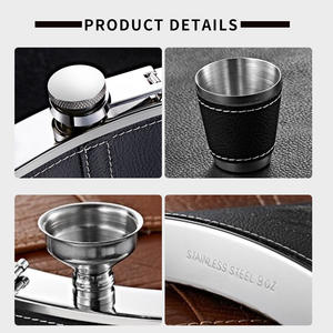 不锈钢酒杯便携式酒瓶户外旅行酒壶复古酒精俄罗斯9盎司3盎司酒壶瓶 - Product Image 3
